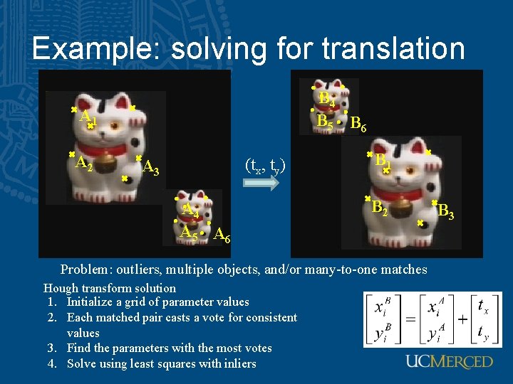 Example: solving for translation B 4 B 5 B 6 A 1 A 2
