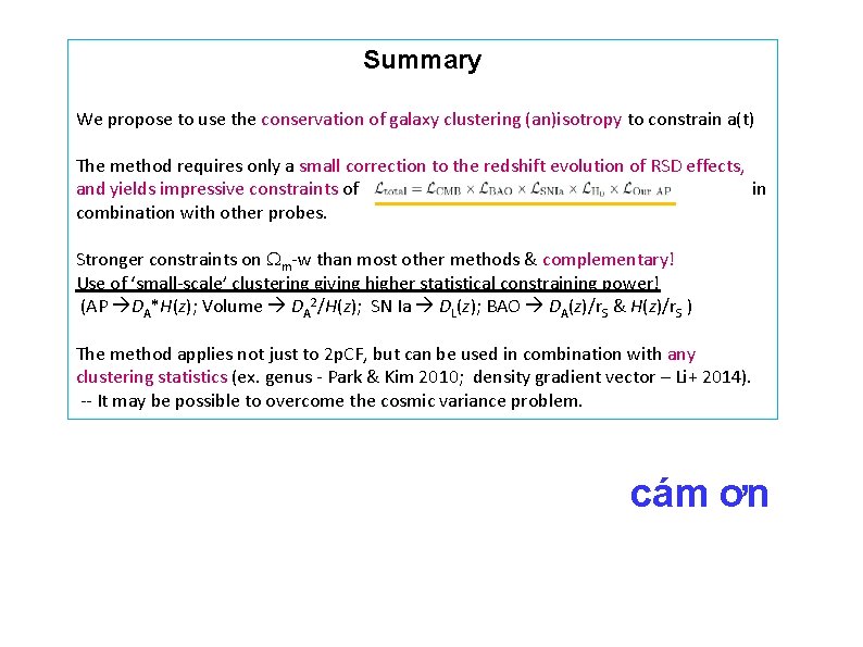 Summary We propose to use the conservation of galaxy clustering (an)isotropy to constrain a(t)