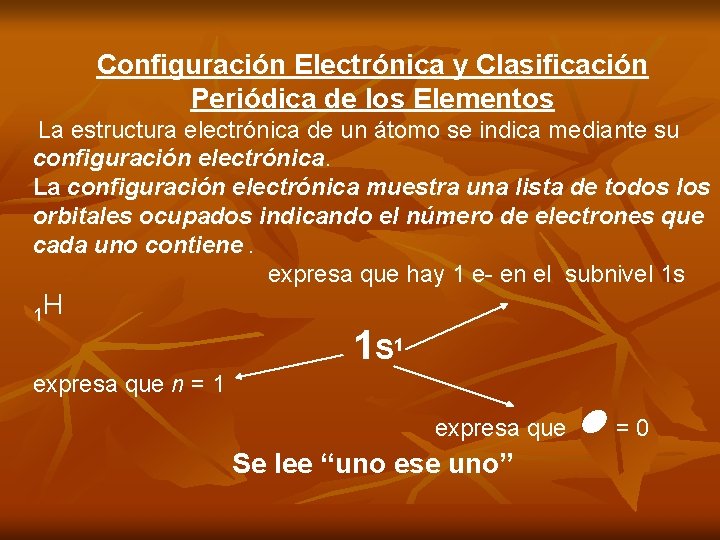 Configuración Electrónica y Clasificación Periódica de los Elementos La estructura electrónica de un átomo