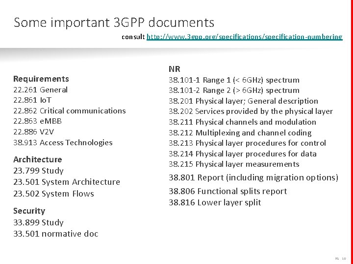 Some important 3 GPP documents consult http: //www. 3 gpp. org/specifications/specification-numbering Requirements 22. 261