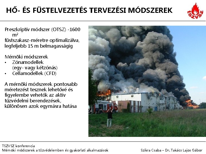 HŐ- ÉS FÜSTELVEZETÉS TERVEZÉSI MÓDSZEREK Preszkriptív módszer (OTSZ) -1600 m 2 füstszakasz-méretre optimalizálva, legfeljebb