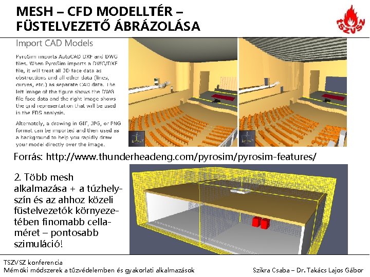 MESH – CFD MODELLTÉR – FÜSTELVEZETŐ ÁBRÁZOLÁSA Forrás: http: //www. thunderheadeng. com/pyrosim-features/ 2. Több