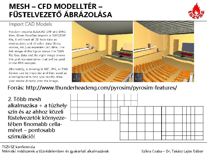 MESH – CFD MODELLTÉR – FÜSTELVEZETŐ ÁBRÁZOLÁSA Forrás: http: //www. thunderheadeng. com/pyrosim-features/ 2. Több