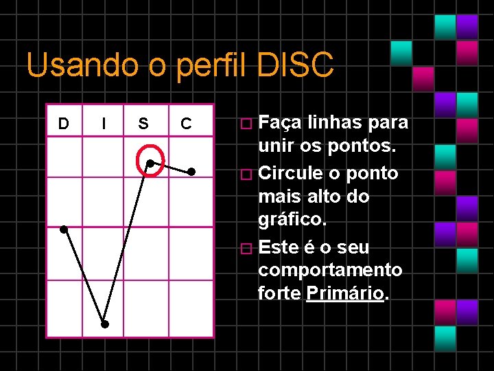 Usando o perfil DISC D I S C • • � Faça linhas para