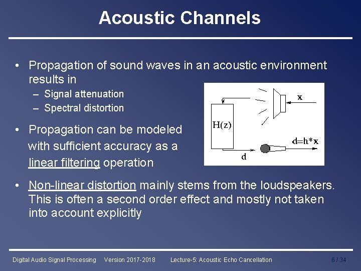 Acoustic Channels • Propagation of sound waves in an acoustic environment results in –