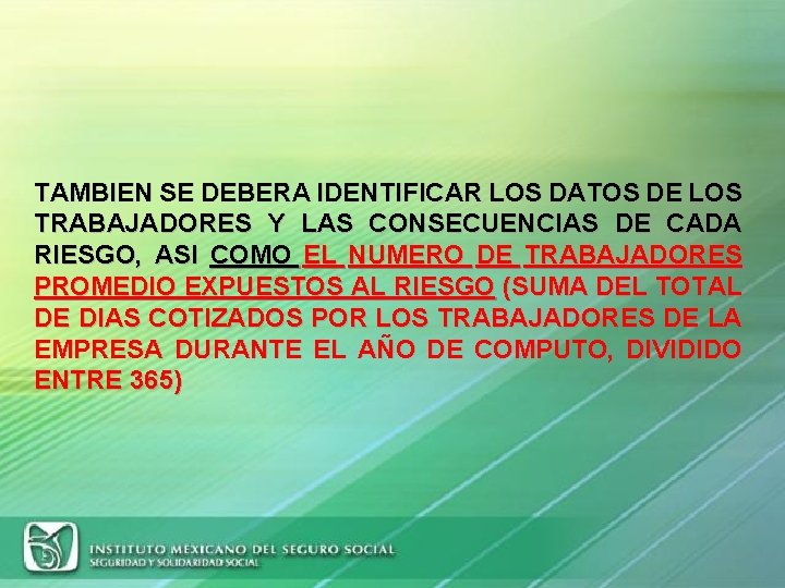 TAMBIEN SE DEBERA IDENTIFICAR LOS DATOS DE LOS TRABAJADORES Y LAS CONSECUENCIAS DE CADA