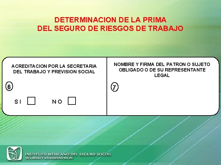 DETERMINACION DE LA PRIMA DEL SEGURO DE RIESGOS DE TRABAJO ACREDITACION POR LA SECRETARIA