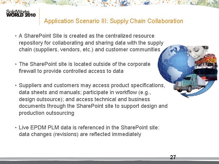 Application Scenario III: Supply Chain Collaboration • A Share. Point Site is created as