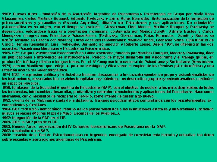 1963: Buenos Aires – fundación de la Asociación Argentina de Psicodrama y Psicoterapia de