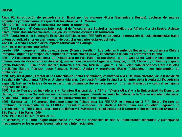 BRASIL Años 60: introducción del psicodrama en Brasil por los pioneros (Rojas Bermúdez y