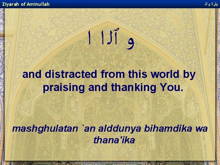 Ziyarah of Aminullah ﻳﺎﺭﺓ ﻳ ﺍﻟ ﻭ ﭐﻠ ﺍ ﺍ and distracted from this