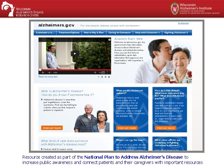 Resource created as part of the National Plan to Address Alzheimer's Disease to increase