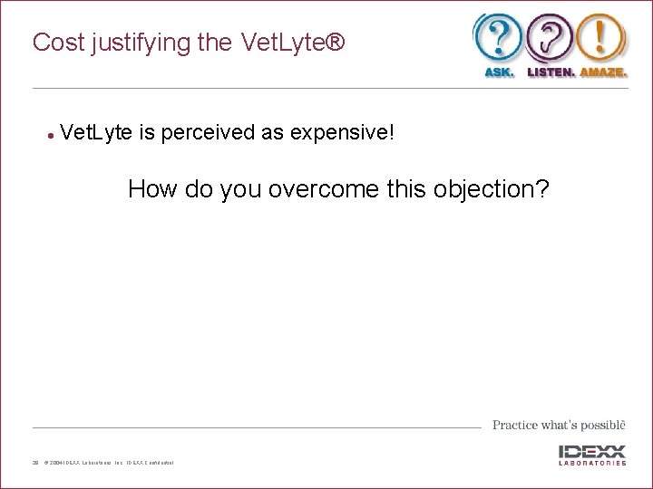 Cost justifying the Vet. Lyte® l Vet. Lyte is perceived as expensive! How do