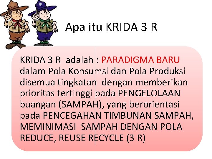 Apa itu KRIDA 3 R adalah : PARADIGMA BARU dalam Pola Konsumsi dan Pola