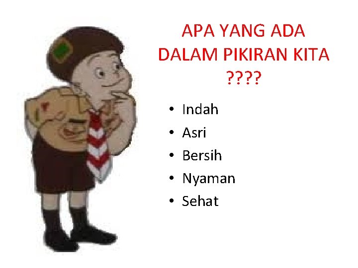 APA YANG ADA DALAM PIKIRAN KITA ? ? • • • Indah Asri Bersih