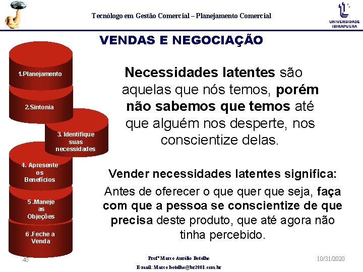 Tecnólogo em Gestão Comercial – Planejamento Comercial VENDAS E NEGOCIAÇÃO 1. Planejamento 2. Sintonia Tecnólogo em Gestão Comercial – Planejamento Comercial VENDAS E NEGOCIAÇÃO 1. Planejamento 2. Sintonia