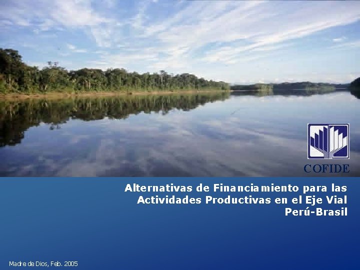 COFIDE Alternativas de Financiamiento para las Actividades Productivas en el Eje Vial Perú-Brasil Madre