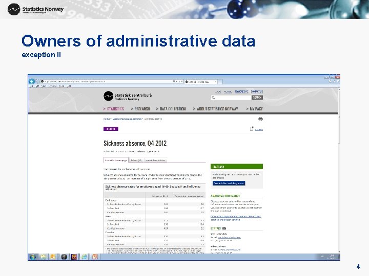 Owners of administrative data exception II 4 Owners of administrative data exception II 4