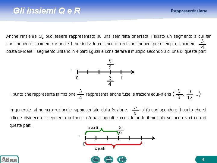 Gli insiemi Q e R Rappresentazione Anche l’insieme Qa può essere rappresentato su una