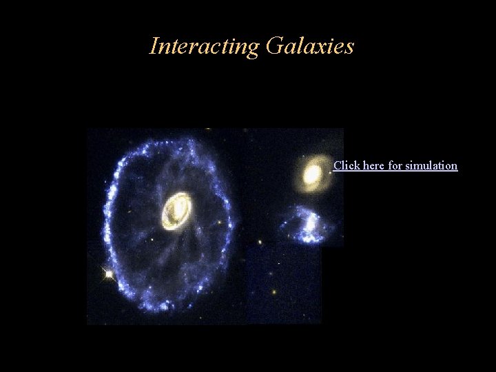 Interacting Galaxies Click here for simulation Interacting Galaxies Click here for simulation