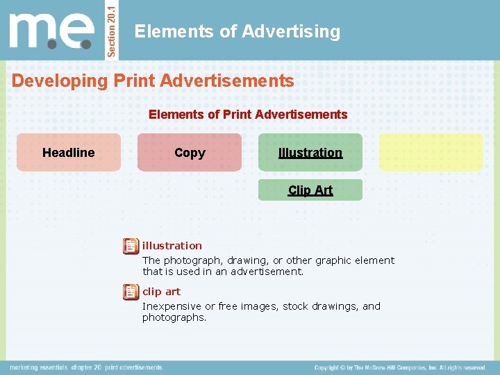 Section 20. 1 Elements of Advertising Developing Print Advertisements Elements of Print Advertisements Headline