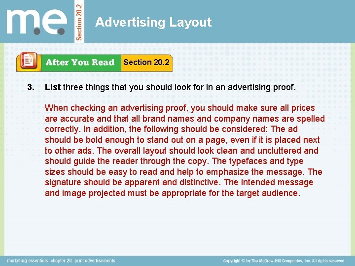 Section 20. 2 Advertising Layout Section 20. 2 3. List three things that you