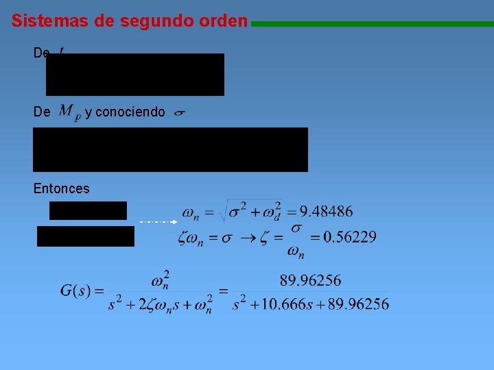 Sistemas de segundo orden De De y conociendo Entonces 11111111111111111111111111111111111111 