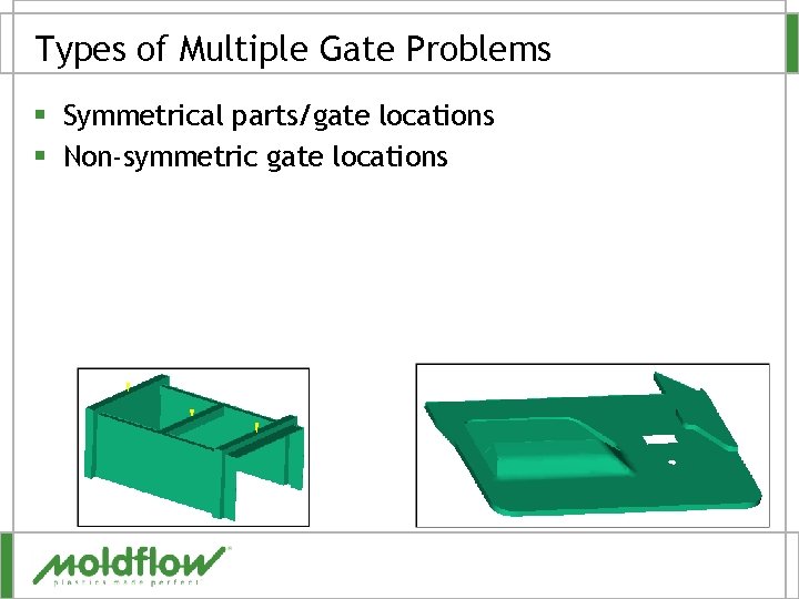 Types of Multiple Gate Problems § Symmetrical parts/gate locations § Non-symmetric gate locations 