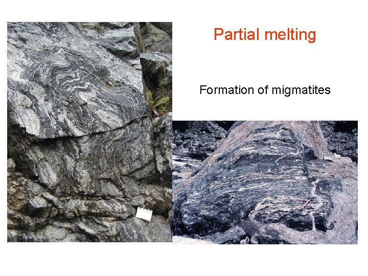 Partial melting Formation of migmatites 