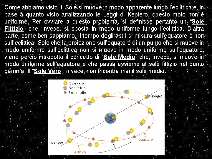 Come abbiamo visto, il Sole si muove in modo apparente lungo l’eclittica e, in