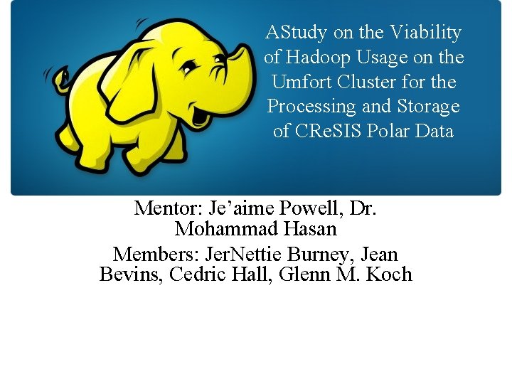 AStudy on the Viability of Hadoop Usage on the Umfort Cluster for the Processing