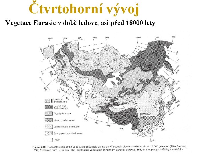 Čtvrtohorní vývoj Vegetace Eurasie v době ledové, asi před 18000 lety 