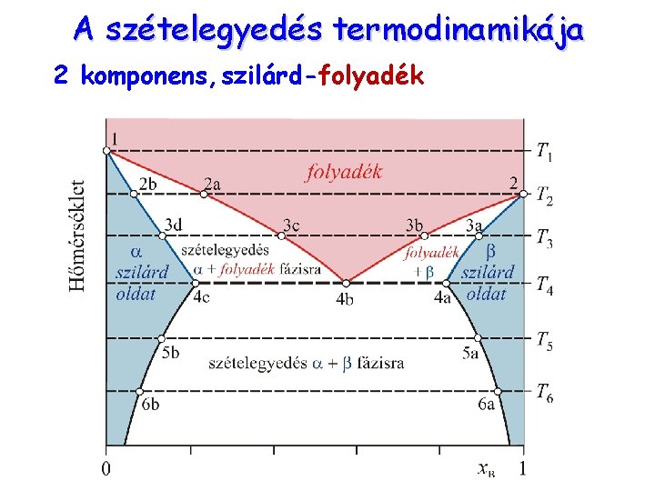 A szételegyedés termodinamikája 2 komponens, szilárd-folyadék 