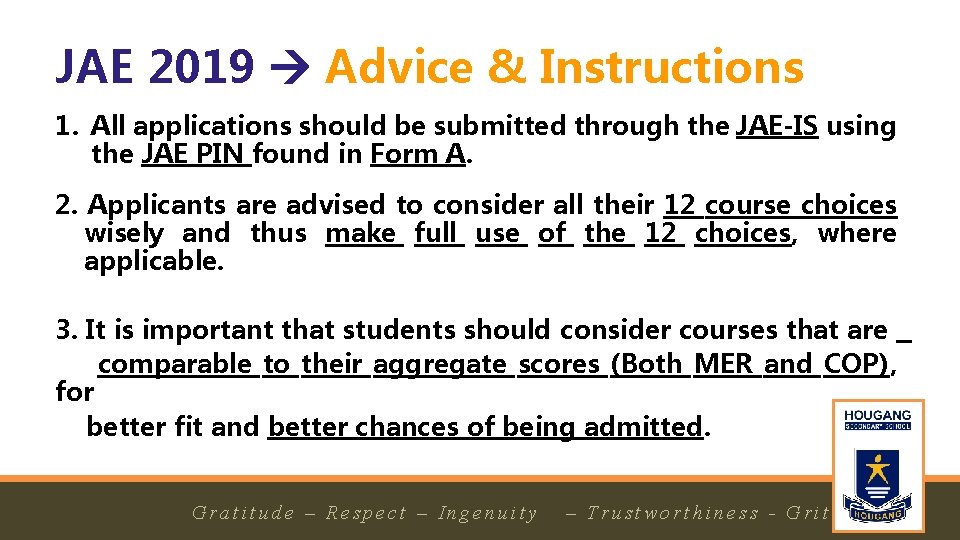 JAE 2019 Advice & Instructions 1. All applications should be submitted through the JAE-IS