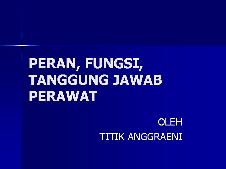 PERAN, FUNGSI, TANGGUNG JAWAB PERAWAT OLEH TITIK ANGGRAENI 