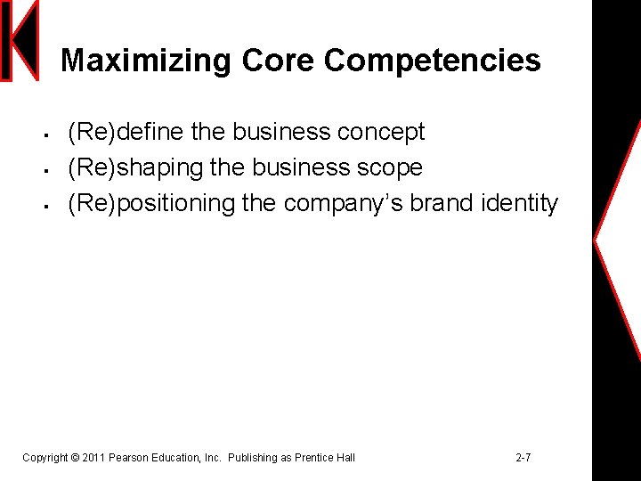 Maximizing Core Competencies § § § (Re)define the business concept (Re)shaping the business scope