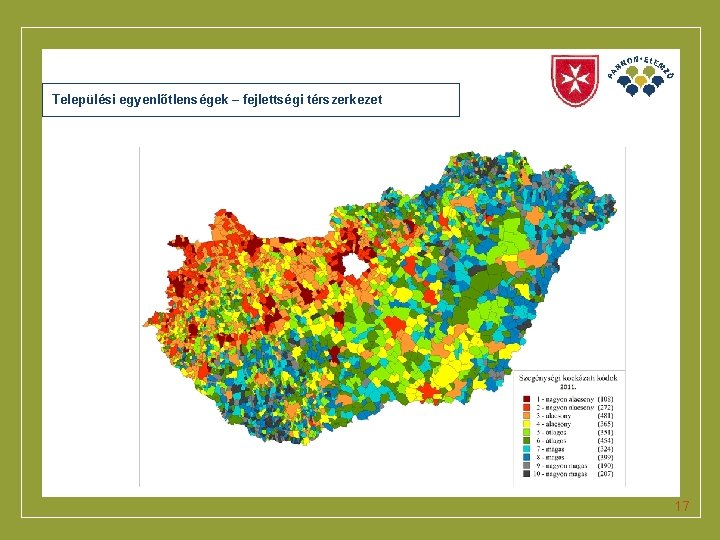 Click to edit Master title style Települési egyenlőtlenségek – fejlettségi térszerkezet 17 