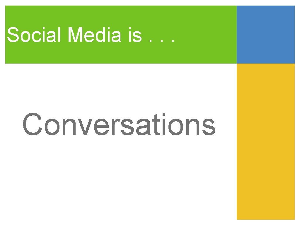 Social Media is. . . Conversations 