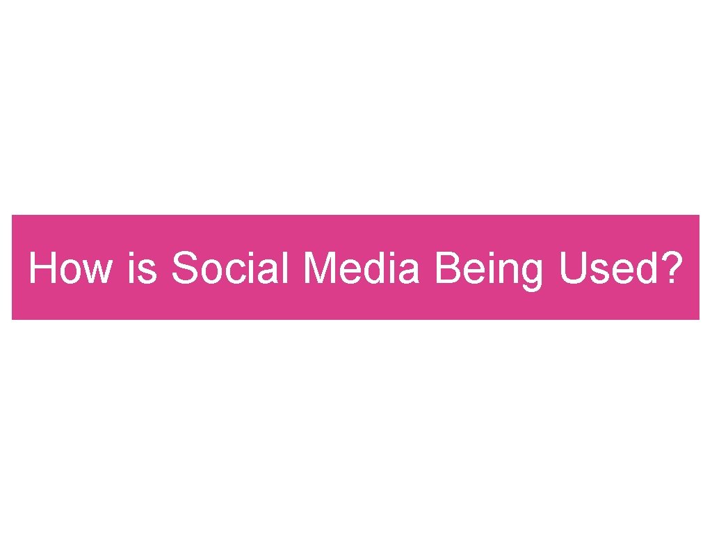 How is Social Media Being Used? 