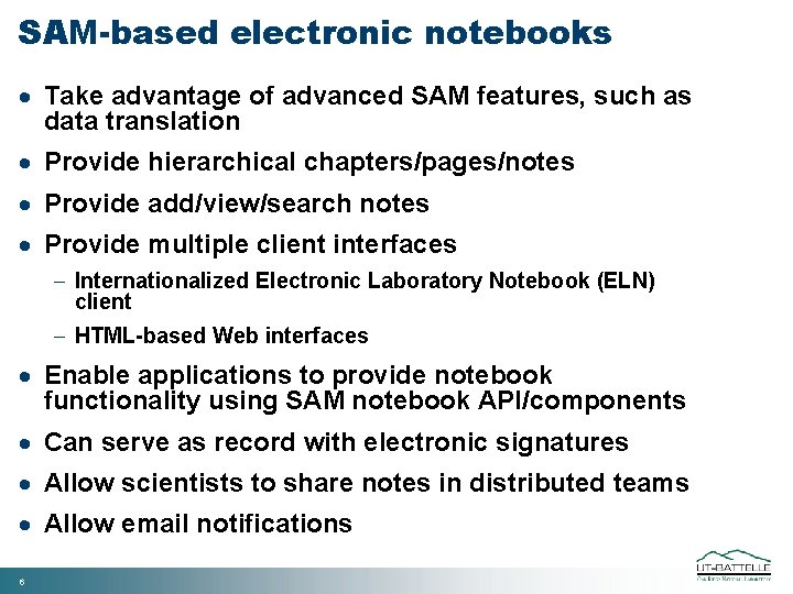 SAM-based electronic notebooks · Take advantage of advanced SAM features, such as data translation