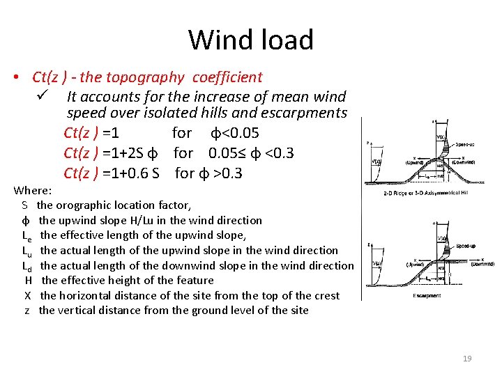 Wind load • Ct(z ) - the topography coefficient ü It accounts for the