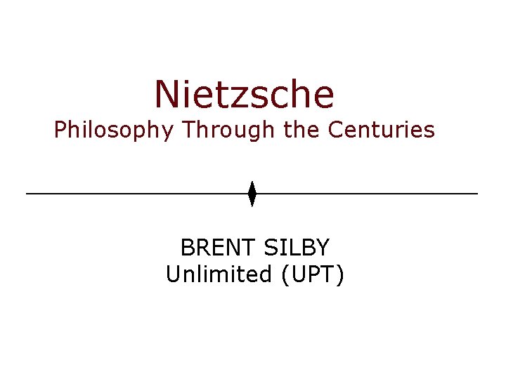 Nietzsche Philosophy Through the Centuries BRENT SILBY Unlimited (UPT) 