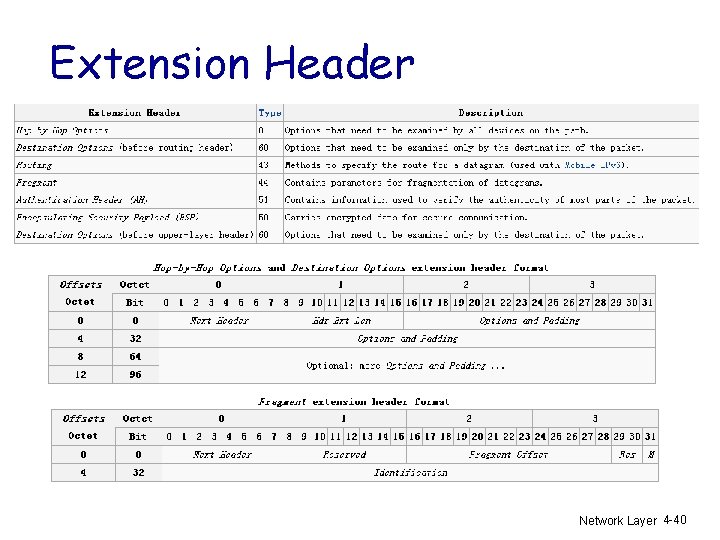 Extension Header Network Layer 4 -40 