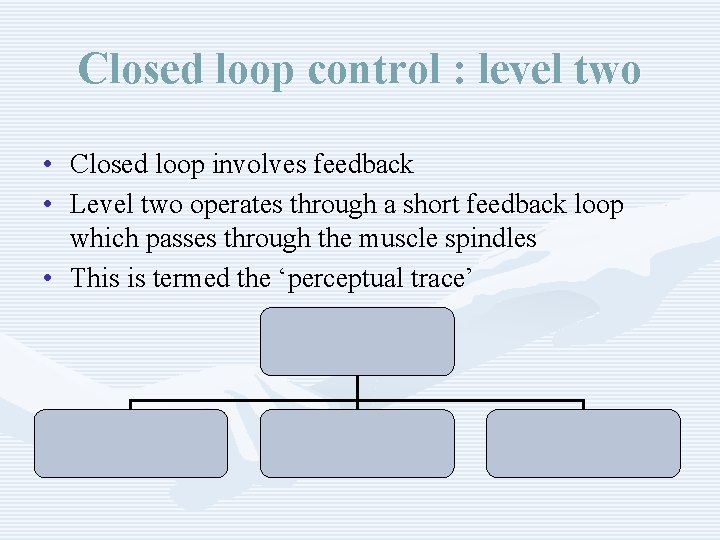 Closed loop control : level two • Closed loop involves feedback • Level two