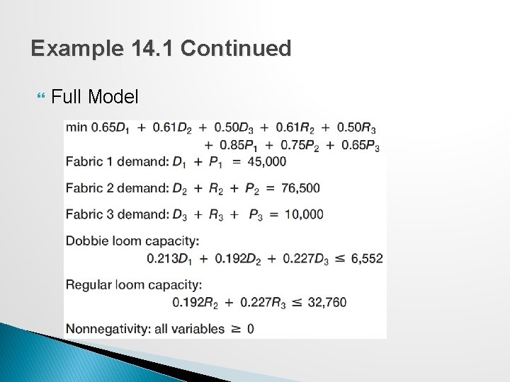 Example 14. 1 Continued Full Model 