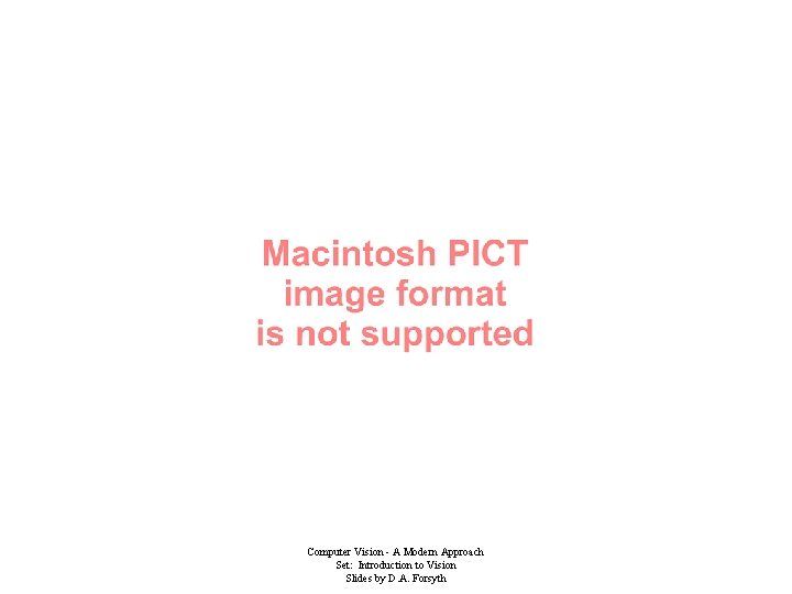 Computer Vision - A Modern Approach Set: Introduction to Vision Slides by D. A.
