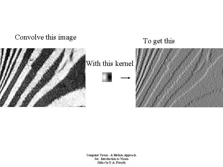 Convolve this image To get this With this kernel Computer Vision - A Modern