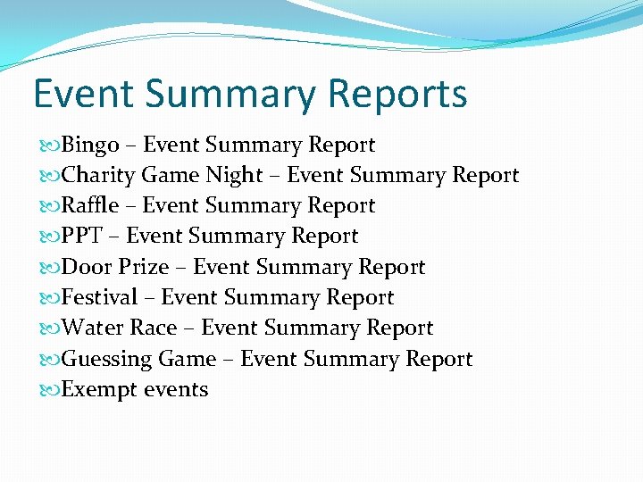 Event Summary Reports Bingo – Event Summary Report Charity Game Night – Event Summary