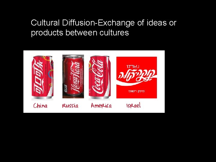 Cultural Diffusion-Exchange of ideas or products between cultures 