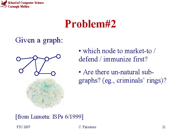 School of Computer Science Carnegie Mellon Problem#2 Given a graph: • which node to